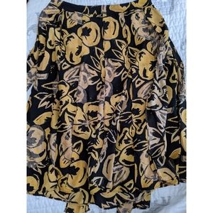 Patterned Fringe Midi Skirt